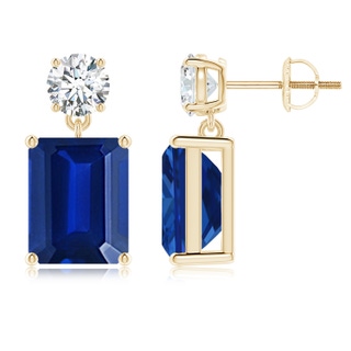 Emerald Cut Lab-Grown Lab Grown Blue Sapphire