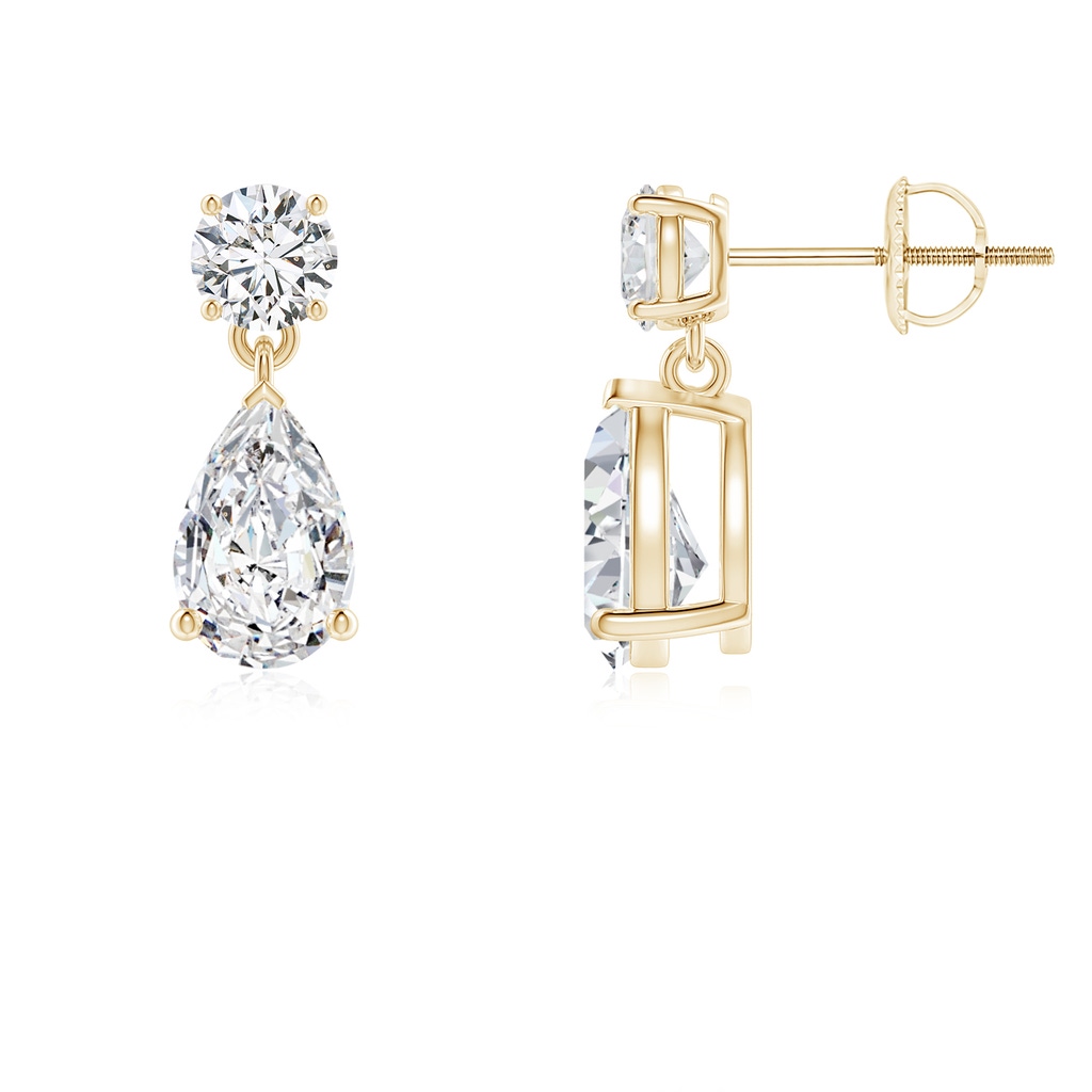 8x5mm HSI2 Pear-Shaped Diamond Drop Earrings in Yellow Gold