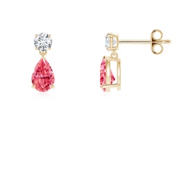 Drop Yellow Gold Pink Diamond Earrings