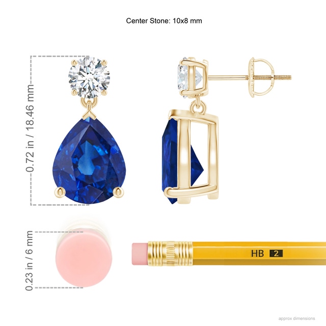 Pear-Shaped Blue Sapphire Drop Earrings with Diamond
