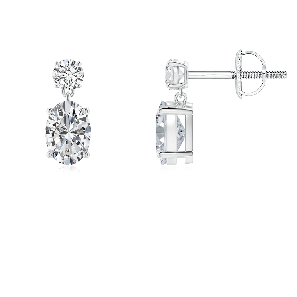 6x4mm HSI2 Oval Diamond Drop Earrings in White Gold