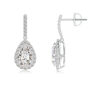 8x5mm IJI1I2 Pear-Shaped Diamond Halo Dangle Earrings in P950 Platinum