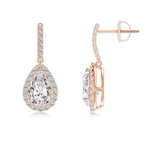 8x5mm IJI1I2 Pear-Shaped Diamond Halo Dangle Earrings in Rose Gold