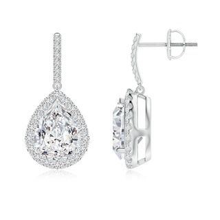 9.5x6mm HSI2 Pear-Shaped Diamond Halo Dangle Earrings in P950 Platinum