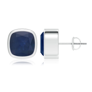 9mm A Classic Cushion Blue Sapphire Solitaire Stud Earrings in P950 Platinum