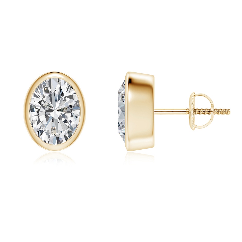 7.7x5.7mm HSI2 Classic Oval Diamond Solitaire Stud Earrings in Yellow Gold 