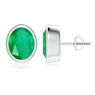 10x8mm A Classic Oval Emerald Solitaire Stud Earrings in P950 Platinum