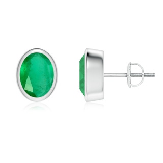 8x6mm A Classic Oval Emerald Solitaire Stud Earrings in P950 Platinum