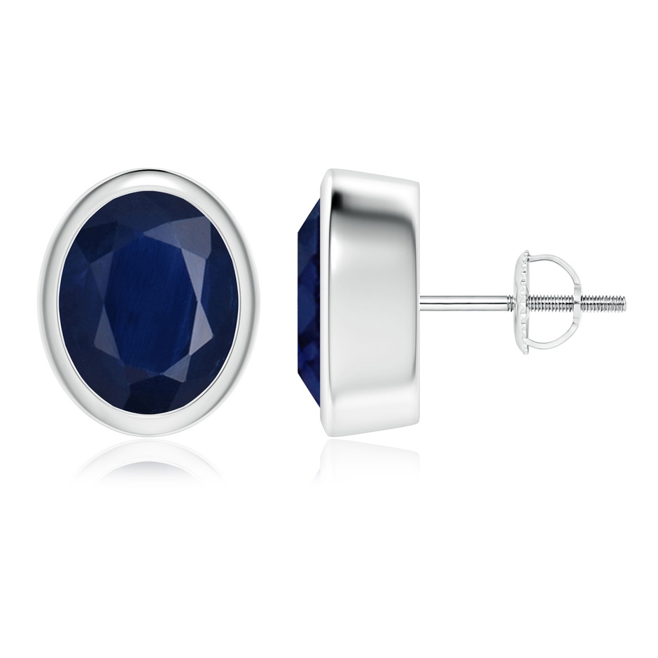 10x8mm A Classic Oval Blue Sapphire Solitaire Stud Earrings in P950 Platinum 