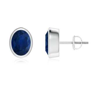 8x6mm AA Classic Oval Blue Sapphire Solitaire Stud Earrings in P950 Platinum