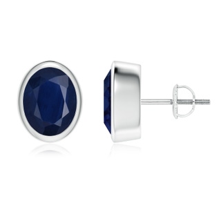 9x7mm A Classic Oval Blue Sapphire Solitaire Stud Earrings in P950 Platinum