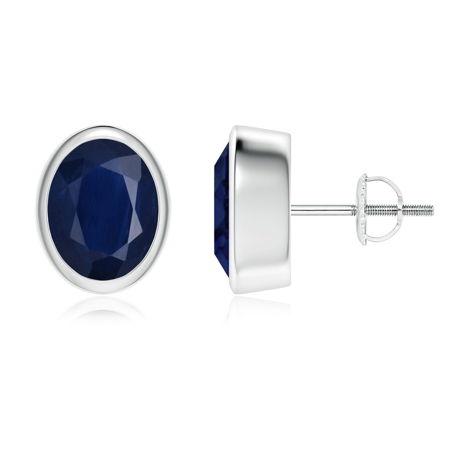 9x7mm A Classic Oval Blue Sapphire Solitaire Stud Earrings in P950 Platinum 