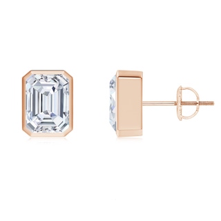 7.5x5.5mm GVS2 Classic Emerald-Cut Diamond Solitaire Stud Earrings in Rose Gold