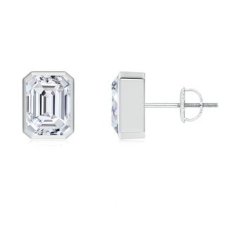 7.5x5.5mm HSI2 Classic Emerald-Cut Diamond Solitaire Stud Earrings in P950 Platinum