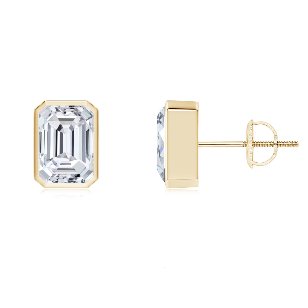 7x5mm HSI2 Classic Emerald-Cut Diamond Solitaire Stud Earrings in Yellow Gold