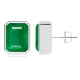 10x8mm AA Classic Emerald-Cut Emerald Solitaire Stud Earrings in P950 Platinum