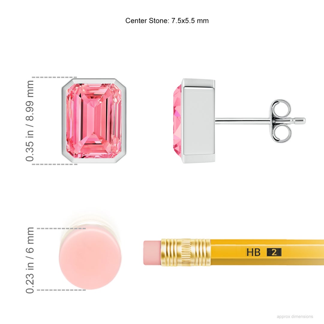 Classic Emerald-Cut Fancy Intense Pink Diamond Solitaire Stud Earrings