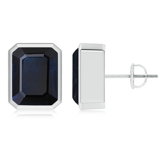 10x8mm A Classic Emerald-Cut Blue Sapphire Solitaire Stud Earrings in P950 Platinum