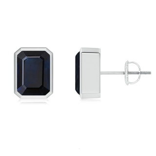 8x6mm A Classic Emerald-Cut Blue Sapphire Solitaire Stud Earrings in P950 Platinum