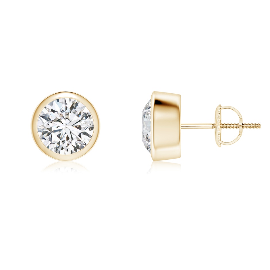 6.4mm HSI2 Classic Round Diamond Solitaire Stud Earrings in Yellow Gold 