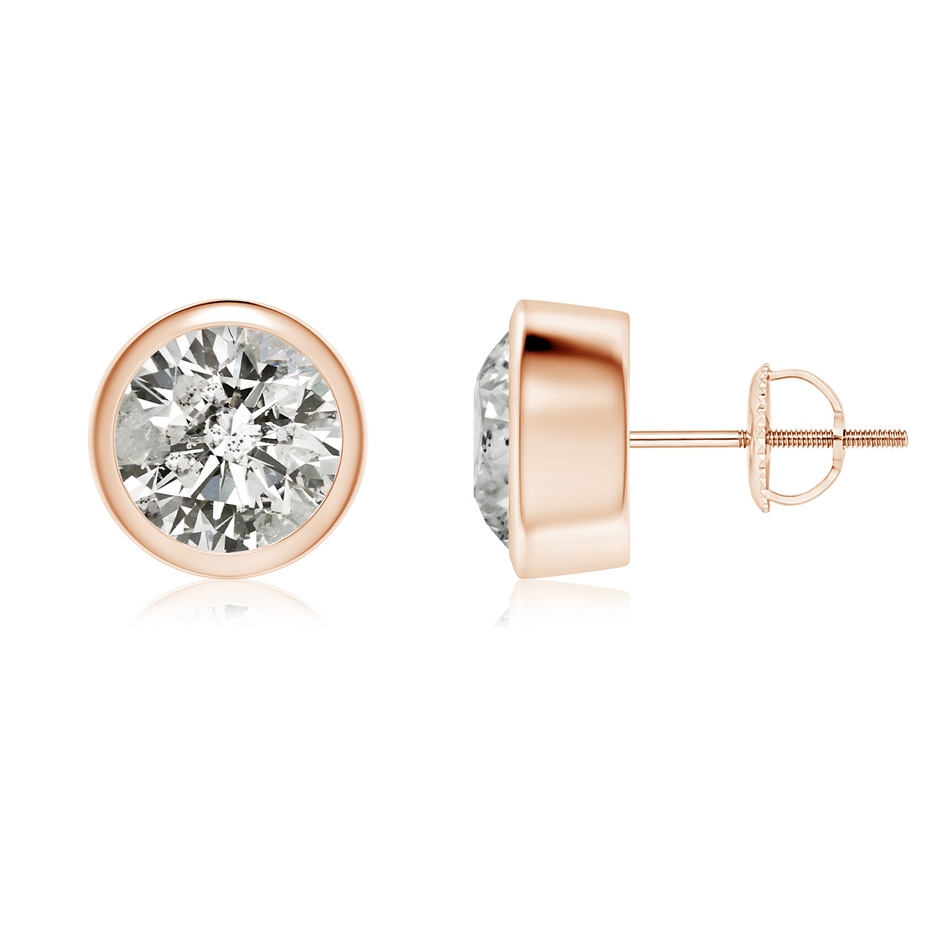 7.4mm KI3 Classic Round Diamond Solitaire Stud Earrings in Rose Gold 