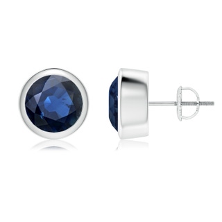 8mm AA Classic Round Blue Sapphire Solitaire Stud Earrings in P950 Platinum