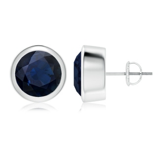 9mm A Classic Round Blue Sapphire Solitaire Stud Earrings in P950 Platinum