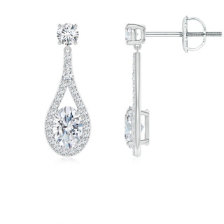 7.3x5.2mm GVS2 Oval Diamond Drop Earrings with Accents in P950 Platinum