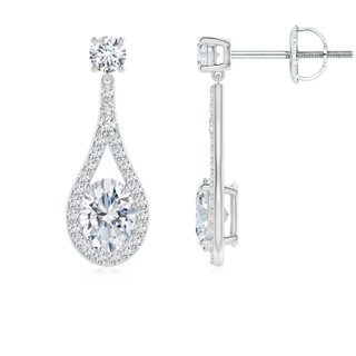 7.7x5.7mm GVS2 Oval Diamond Drop Earrings with Accents in P950 Platinum
