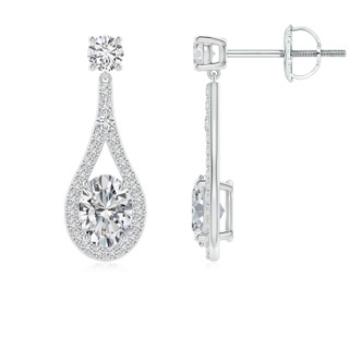 7.7x5.7mm HSI2 Oval Diamond Drop Earrings with Accents in P950 Platinum