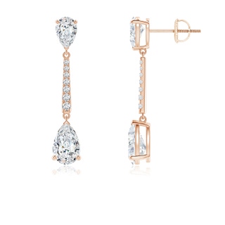 8x5mm GVS2 Pear-Shaped Diamond Bar Drop Earrings in Rose Gold