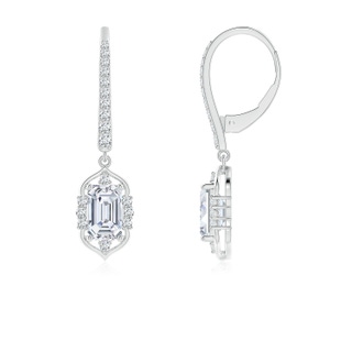 6.5x4mm GVS2 Vintage-Inspired Emerald-Cut Diamond Leverback Earrings in P950 Platinum