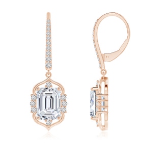 7.5x5.5mm HSI2 Vintage-Inspired Emerald-Cut Diamond Leverback Earrings in Rose Gold