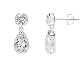 8x5mm IJI1I2 Bezel-Set Diamond Teardrop Earrings in P950 Platinum