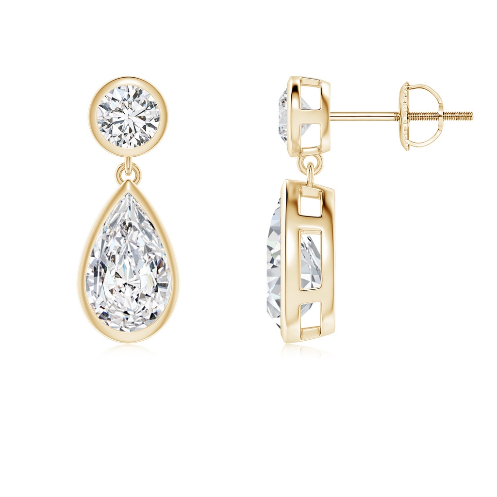 9x5.5mm HSI2 Bezel-Set Diamond Teardrop Earrings in Yellow Gold 