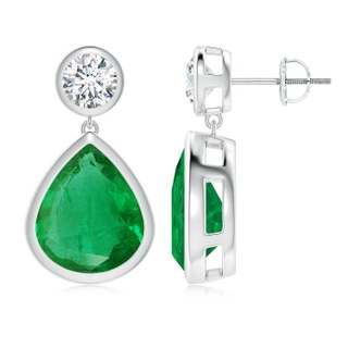 12x10mm AA Bezel-Set Emerald Teardrop Earrings in P950 Platinum