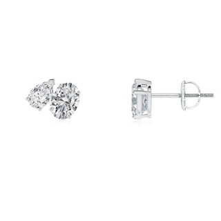 5.5x3.5mm HSI2 Oval and Pear Diamond Two Stone Earrings in P950 Platinum