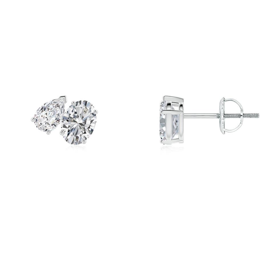 5.5x3.5mm HSI2 Oval and Pear Diamond Two Stone Earrings in White Gold 