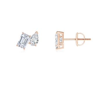 5x3mm GVS2 Emerald-Cut and Pear Diamond Two Stone Earrings in Rose Gold