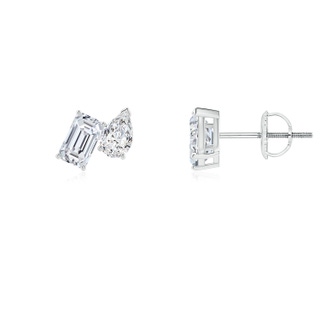 5x3mm HSI2 Emerald-Cut and Pear Diamond Two Stone Earrings in P950 Platinum