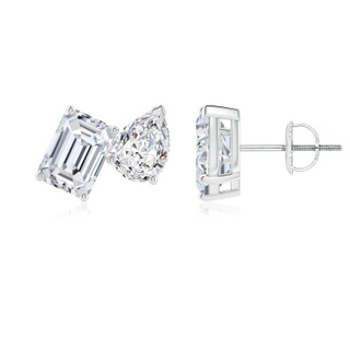 7x5mm HSI2 Emerald-Cut and Pear Diamond Two Stone Earrings in P950 Platinum