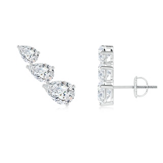 7x5mm GVS2 Pear-Shaped Diamond Three Stone Climber Earrings in P950 Platinum