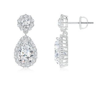 9x5.5mm GVS2 Pear Diamond Halo Drop Earrings in P950 Platinum