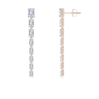 7x5mm GVS2 Graduated Emerald-Cut Diamond Long Dangle Earrings in Rose Gold