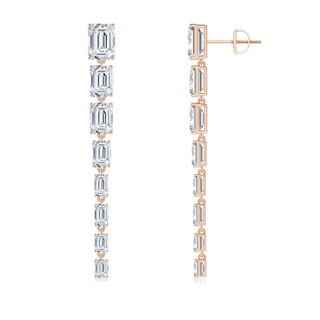 8x6mm HSI2 Graduated Emerald-Cut Diamond Long Dangle Earrings in Rose Gold