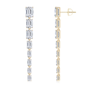 8x6mm HSI2 Graduated Emerald-Cut Diamond Long Dangle Earrings in Yellow Gold