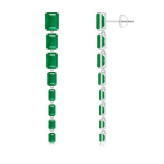 8x6mm AA Graduated Emerald-Cut Emerald Long Dangle Earrings in P950 Platinum