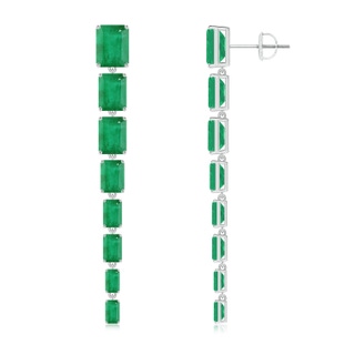 9x7mm A Graduated Emerald-Cut Emerald Long Dangle Earrings in P950 Platinum