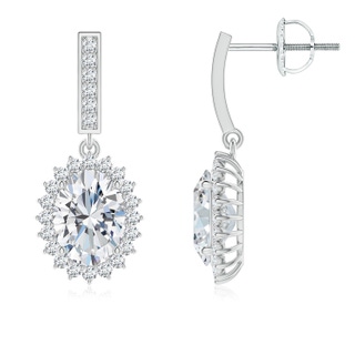 7.7x5.7mm GVS2 Oval Diamond Halo Drop Earrings in P950 Platinum