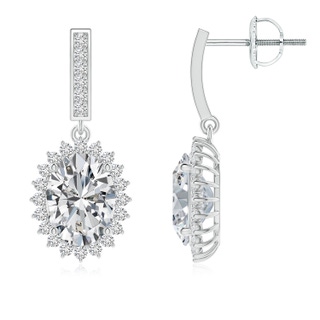 8.5x6.5mm HSI2 Oval Diamond Halo Drop Earrings in P950 Platinum